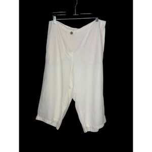 J. Jill Love Linen 100% Linen Wide Leg Crop Pants White XL Petite Beachy Summer